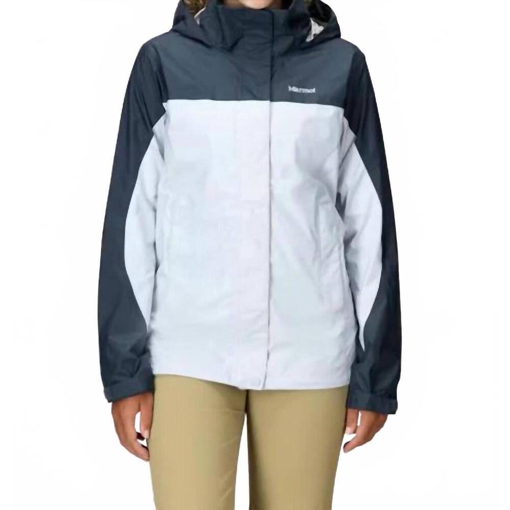 NEW MARMOT women's precip eco rain jacket in thunderhead/vapor